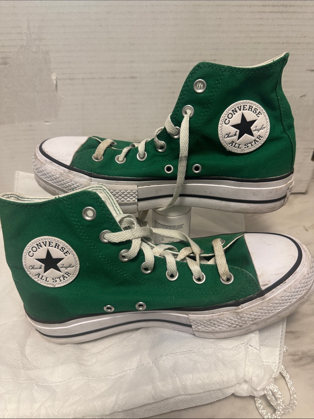 Converse Green Canvas High-Top Sneakers with White Soles